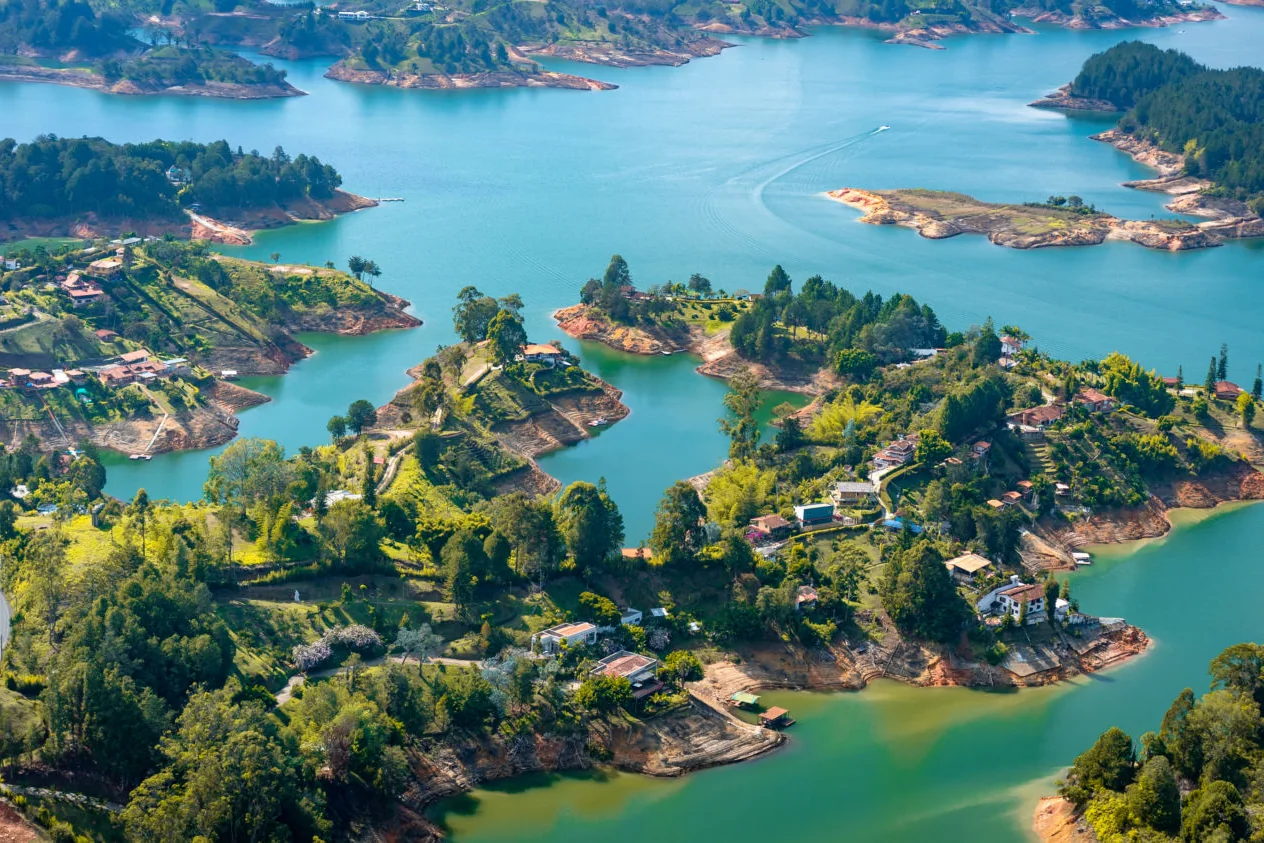 The Guatapé reservoir seen from above